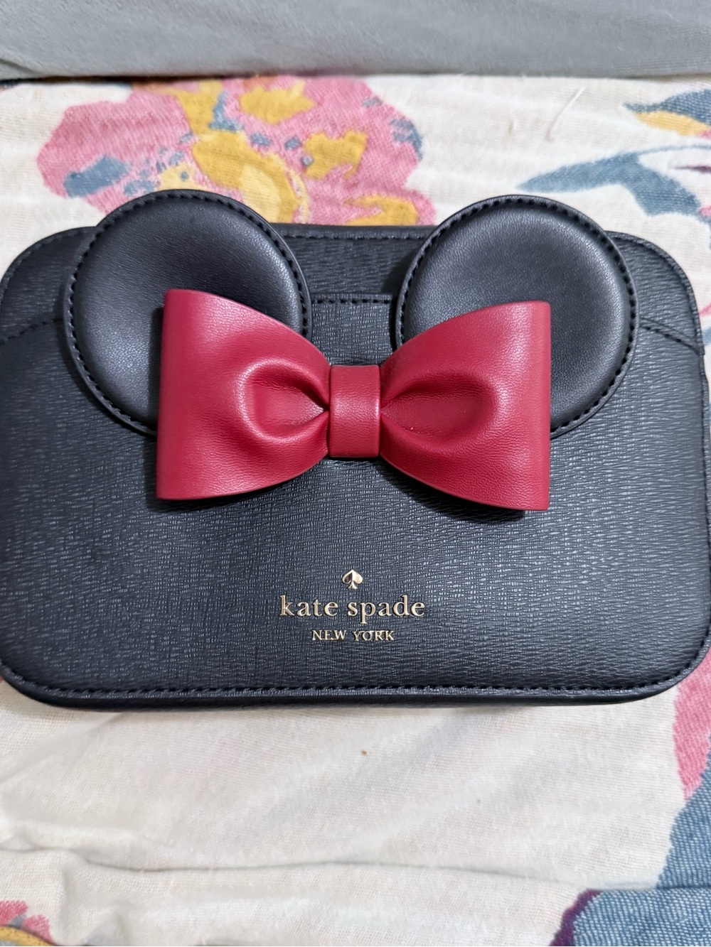 kate spade Black Kids Crossbody Bag with Red Bow and Ear Detail